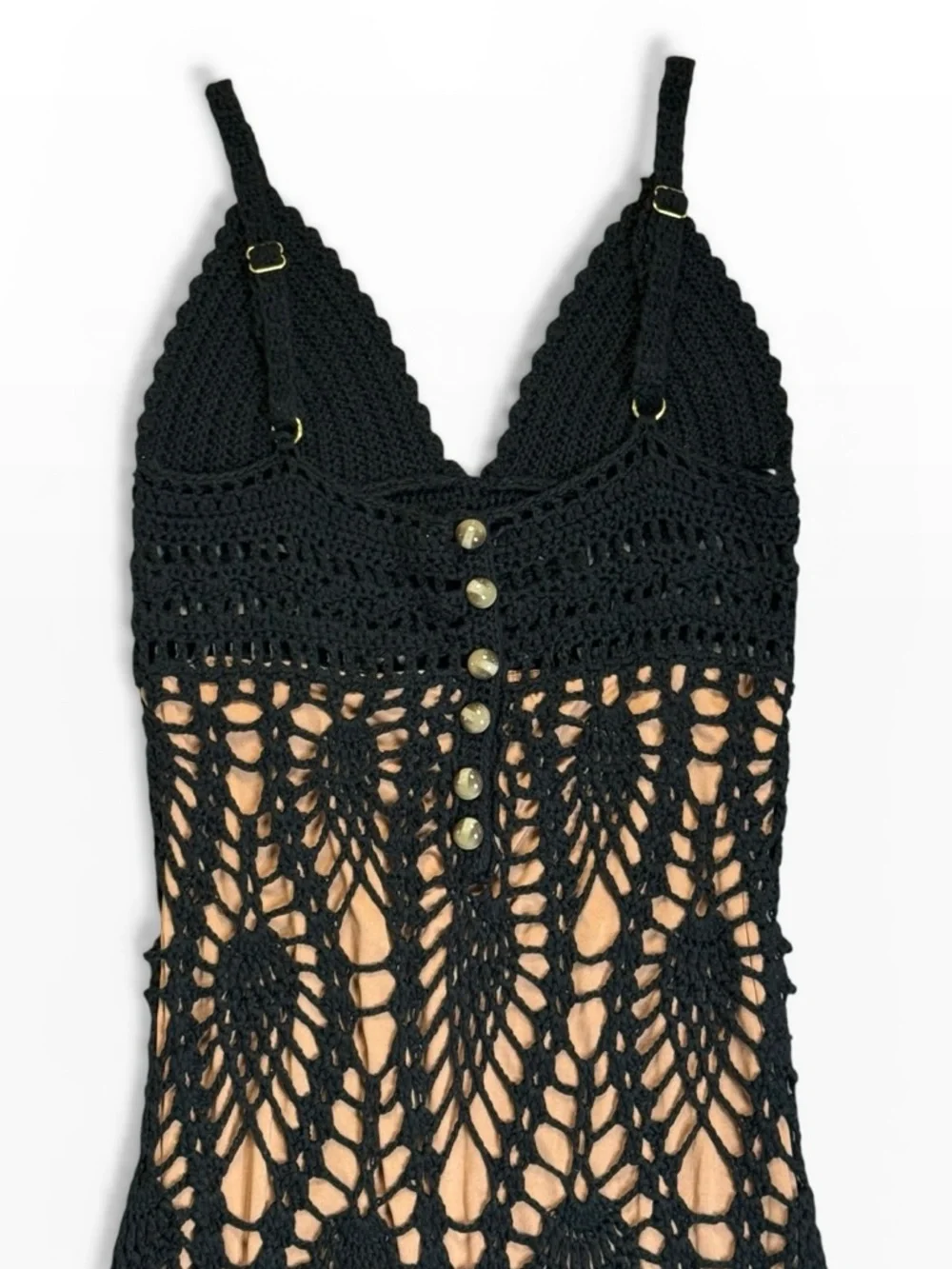 JLUXLABEL GREAT ESCAPE CROCHET MAXI DRESS LINED BODYCON BOHO GLAM **NWOT** - Picture 13 of 16
